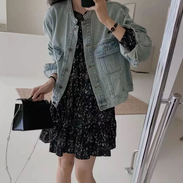 美式复古牛仔短外套女2025春秋高级感宽松百搭小个子休闲夹克上衣