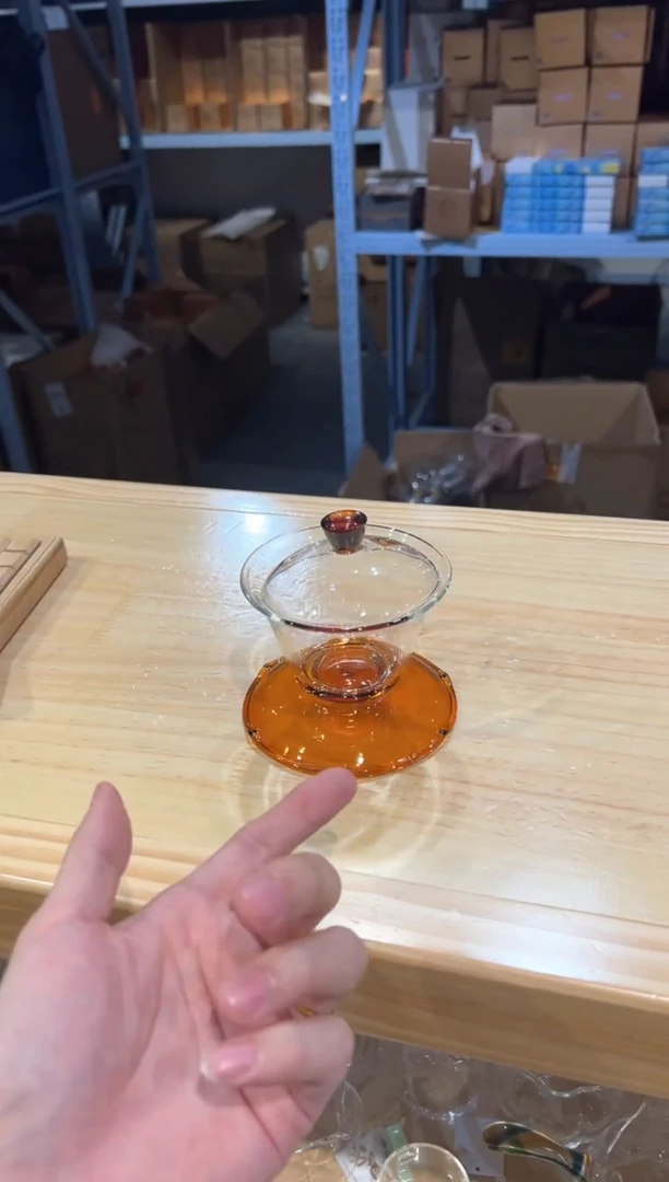 禾器-荷叶盖碗-琥珀色++