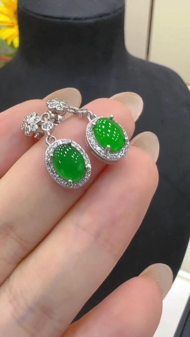 翡翠银S925镶嵌耳饰团购多样性发一件