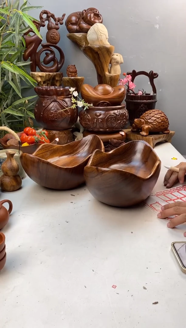 香樟木A32元宝果盆/尺寸