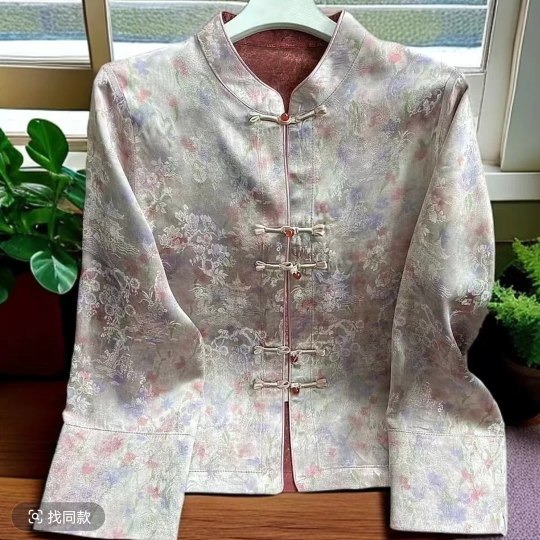 薄款长袖厚款短款设计师夏季中国风提花网红宽松型外套短外套