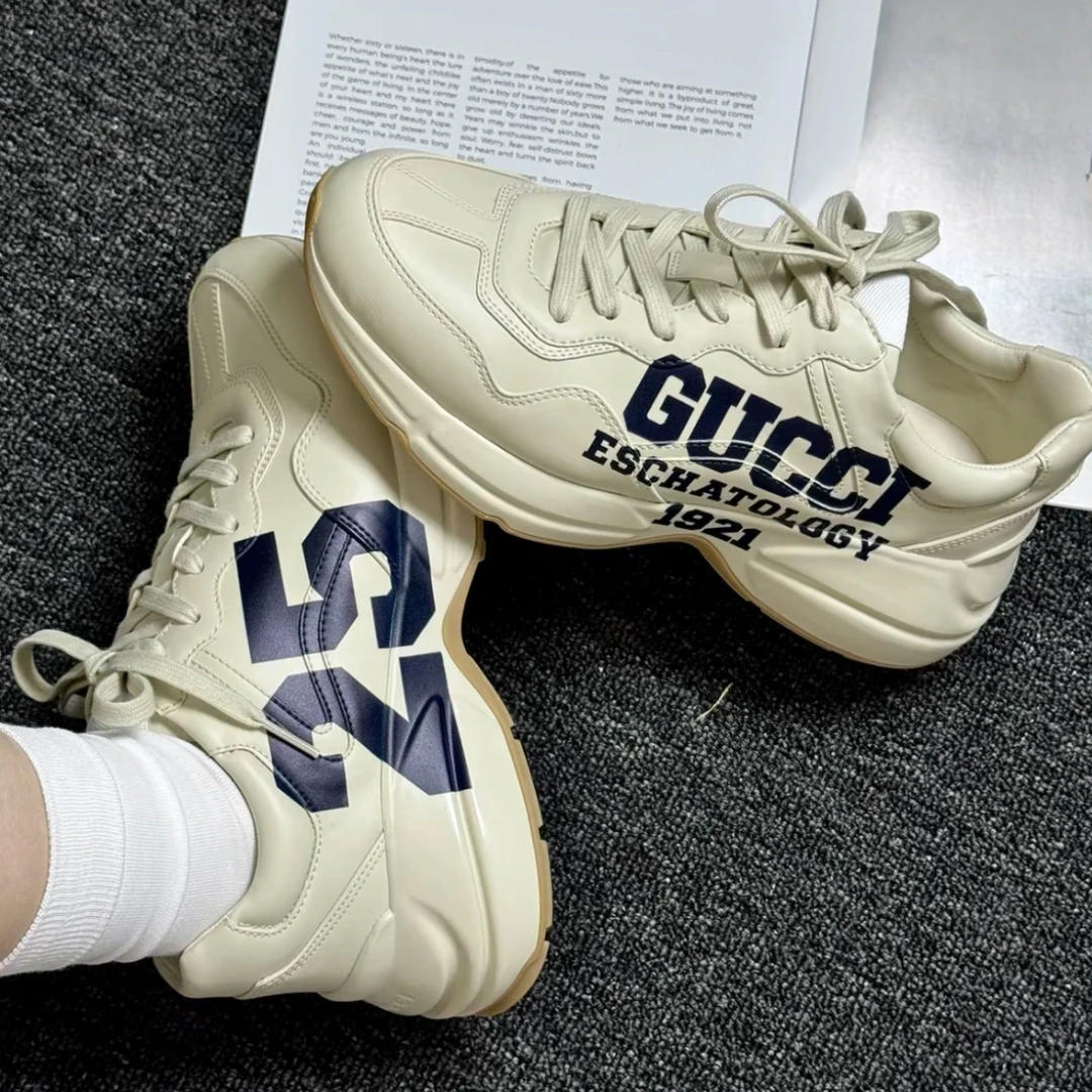 99新 GUCCI/古驰 GUCCI 老爹鞋 100周年印花 限定款 35码