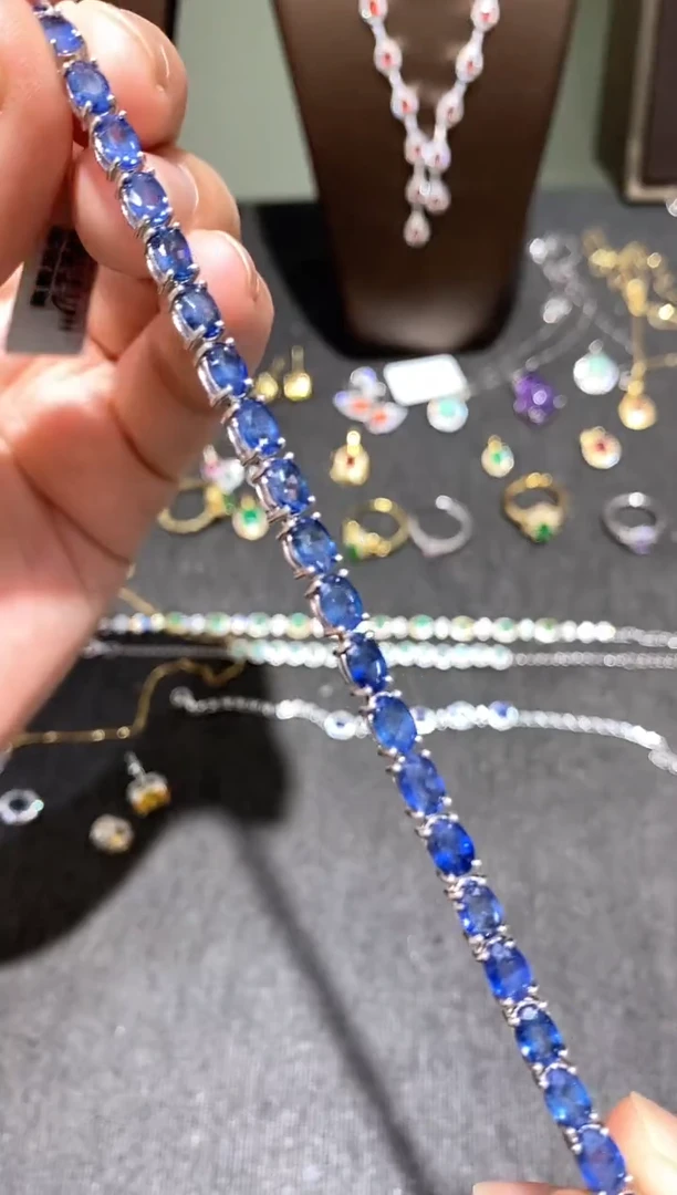 手链蓝宝石银S925镶嵌手链