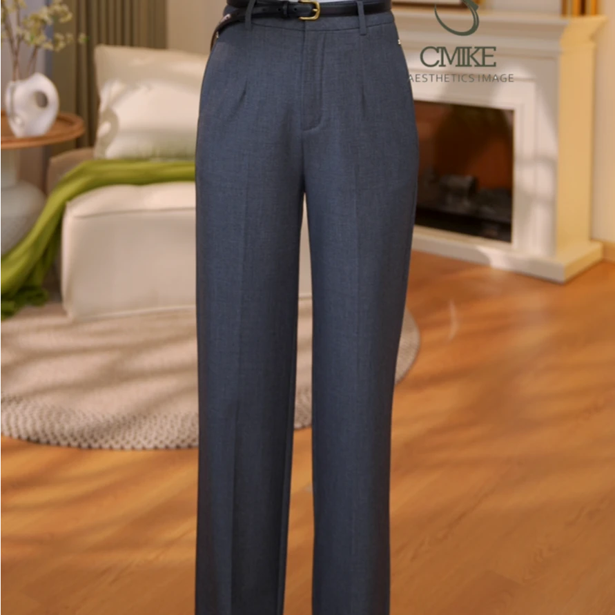 【蜜客原创】素境生活 时尚高腰显瘦直筒西装裤2503K000514