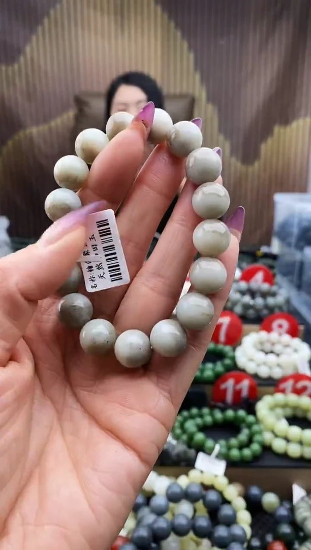 未镶嵌手串和田玉糖白聚宝盆12