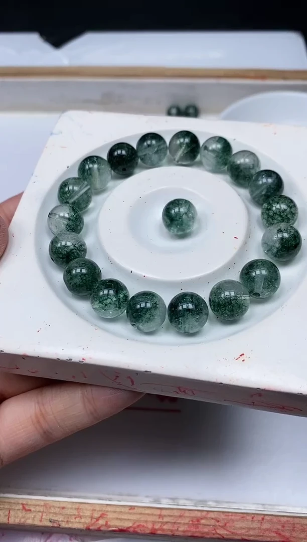水晶珠宝半成品未镶嵌A481 绿幽灵10mm5个9.9元