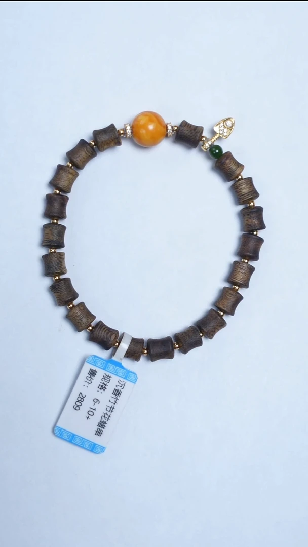 沉香手串沉香竹节花蜡手串6-10mm