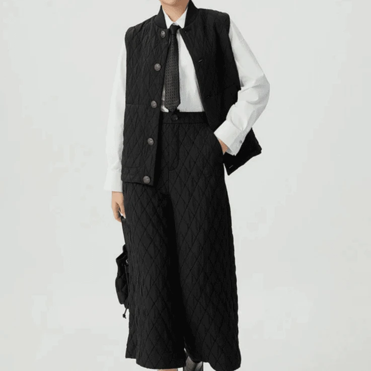 GIRDEAR/哥弟秋冬新款立领绗缝菱形提花爆款新雪丽马甲1400739