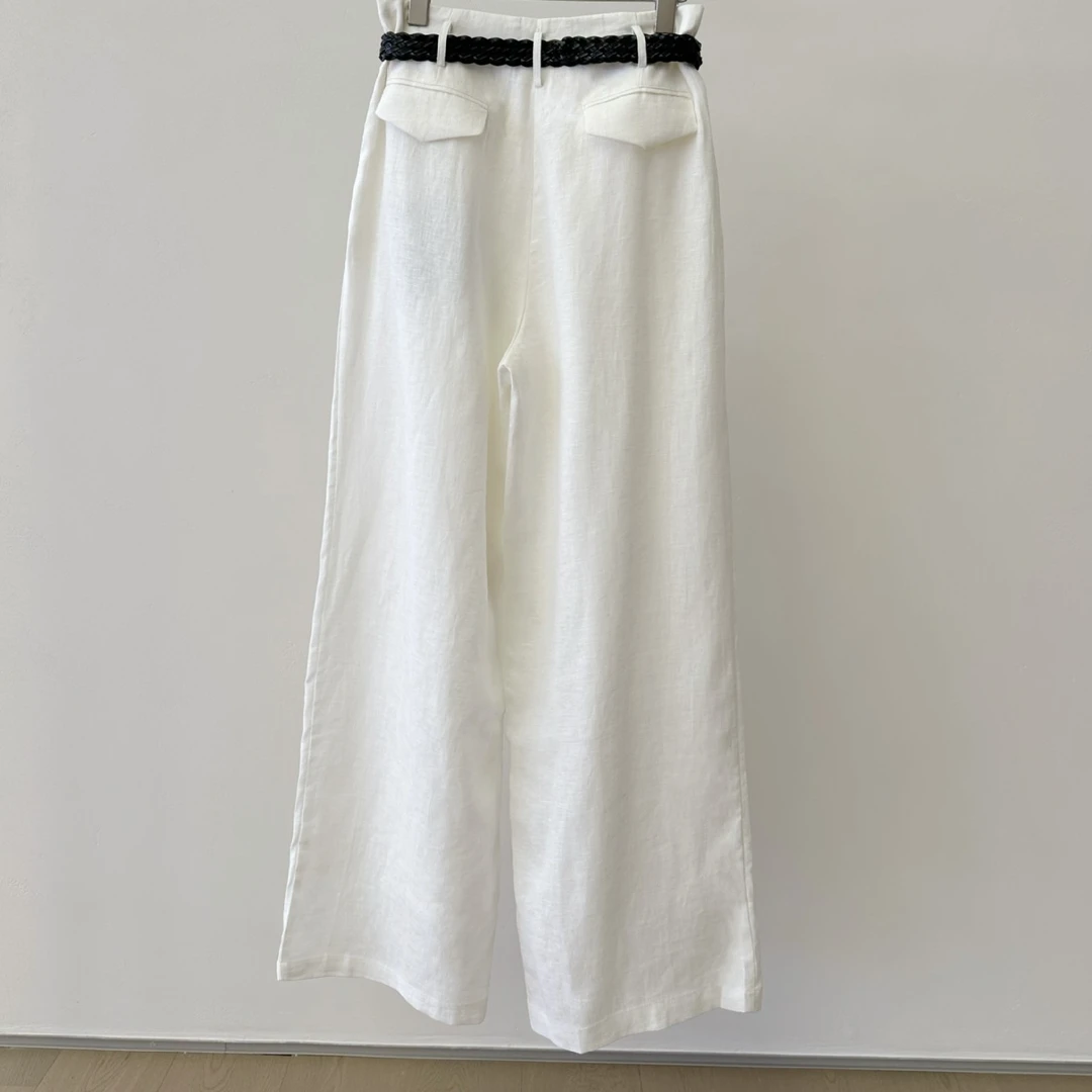 100%亚麻法式休闲裤