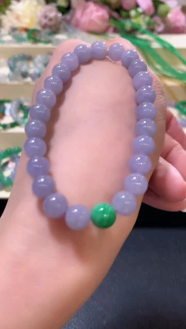 未镶嵌手串翡翠z143   紫色有色差
