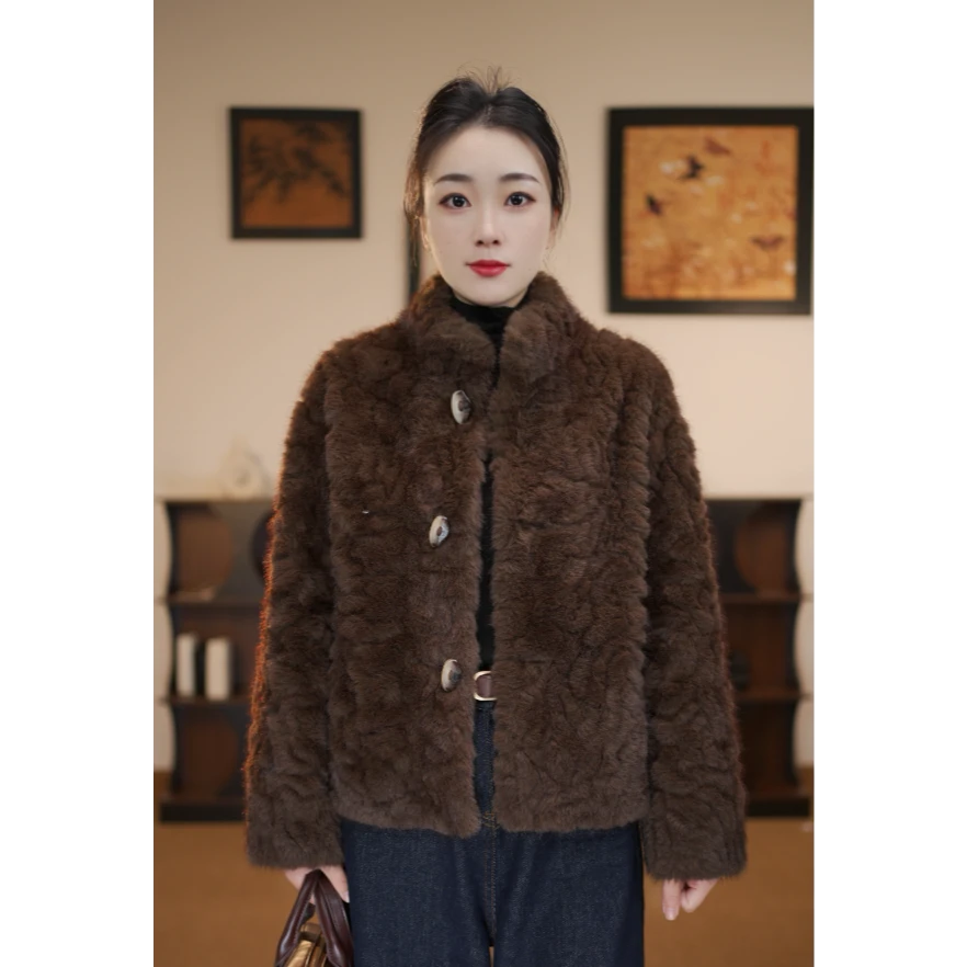 【梦梦】2025新款咖色女士短外套时尚冬季气质休闲秋冬