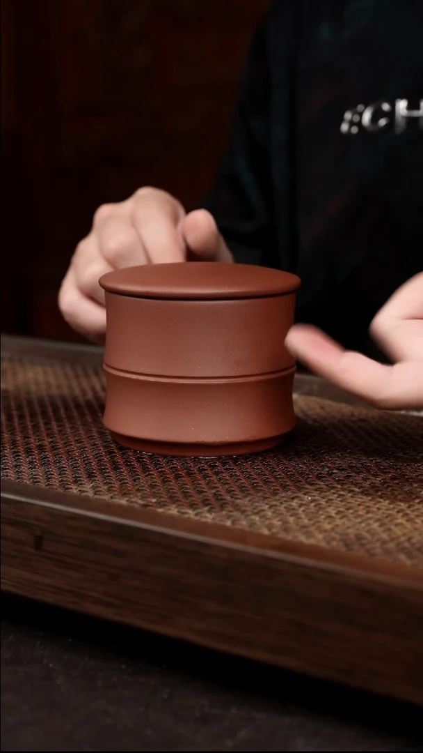 茶壶紫砂底槽清竹节茶叶罐