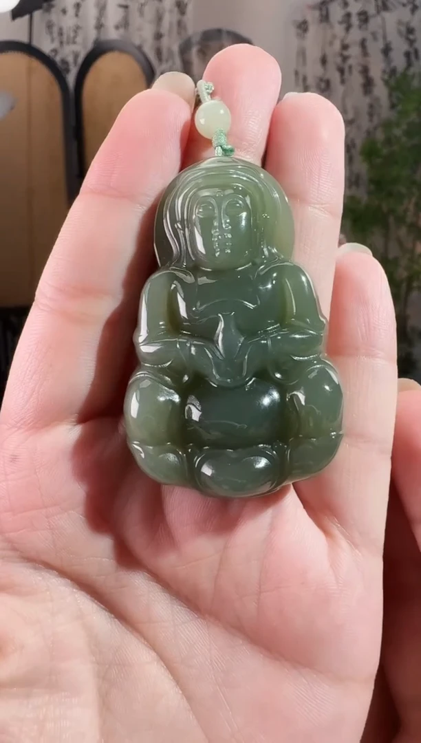 颈饰未镶嵌和田玉观音 7