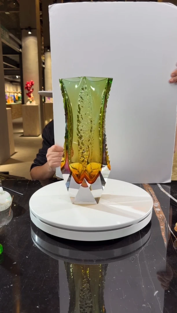 摆件CS0401029-2绿色琥珀金肌理纹艺术花器