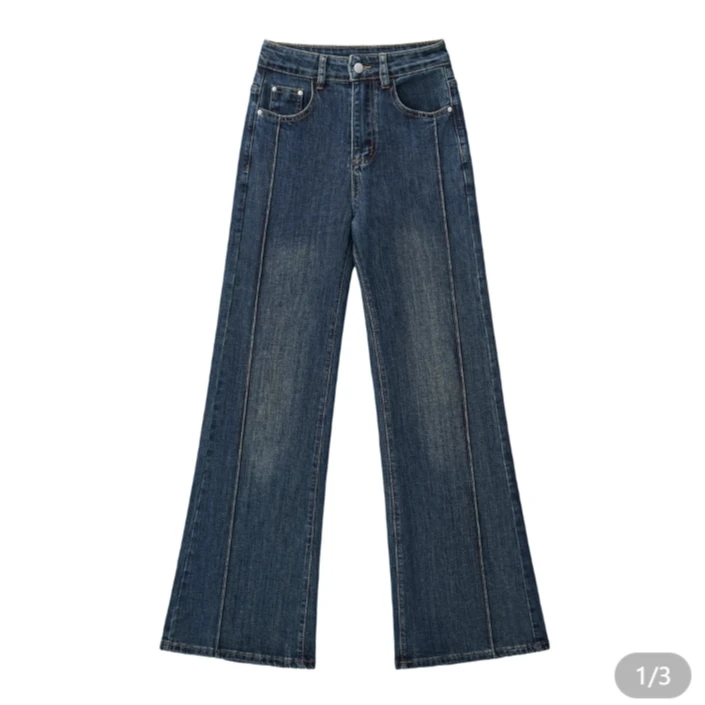 牛仔裤子秋冬季女士宽松喇叭高腰显瘦设计师阔腿