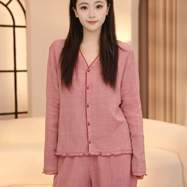 VINEEMAN【林尽染】春秋款套装新款长袖长裤两件套家居服