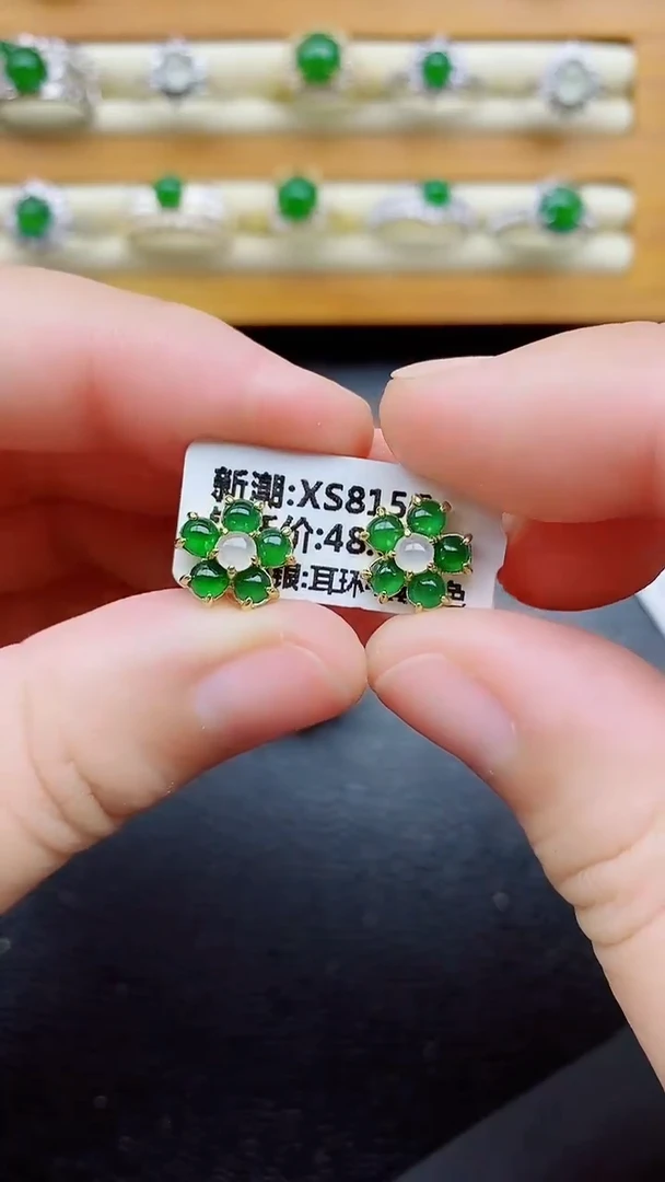 银S925镶嵌戒指翡翠1