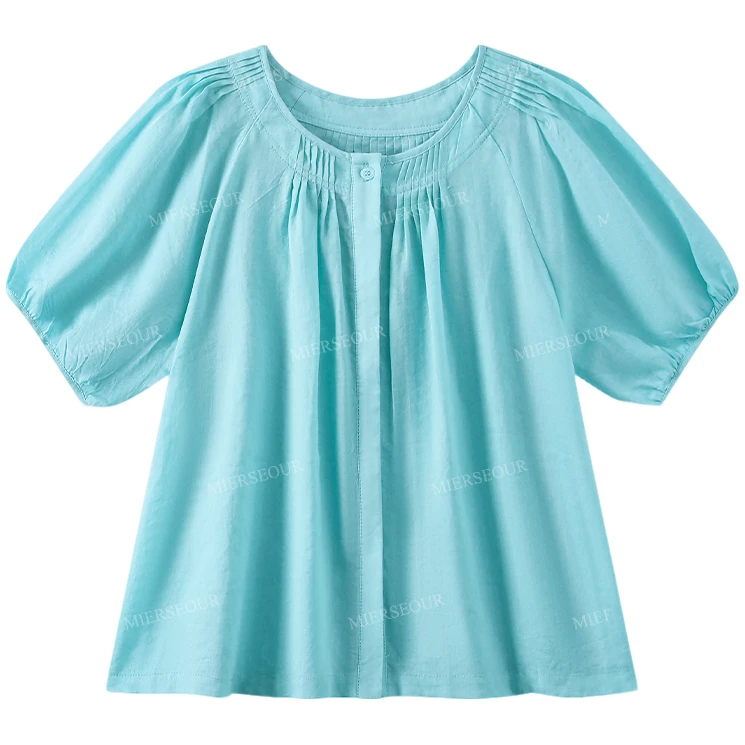 【封后轻奢设计】【碧海心】舒适云感减龄设计短袖上衣3218