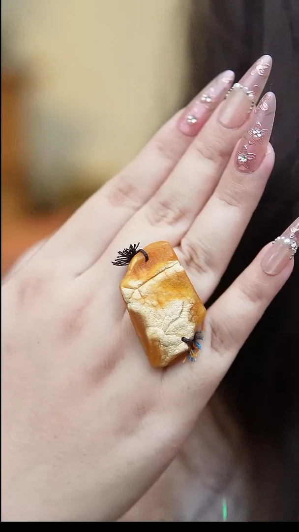 裸石蜜蜡未镶嵌*设计款*蜜蜡原石戒指*百搭