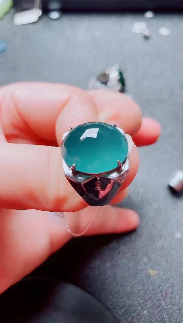 银S925镶嵌戒指翡翠111