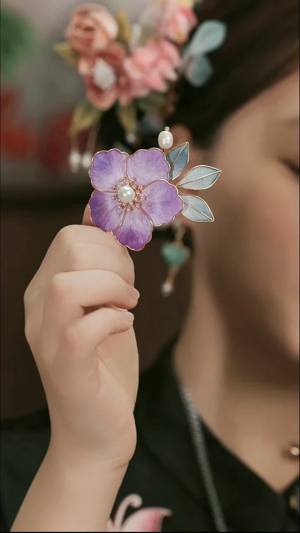 刺绣湘传礼纯手工发夹