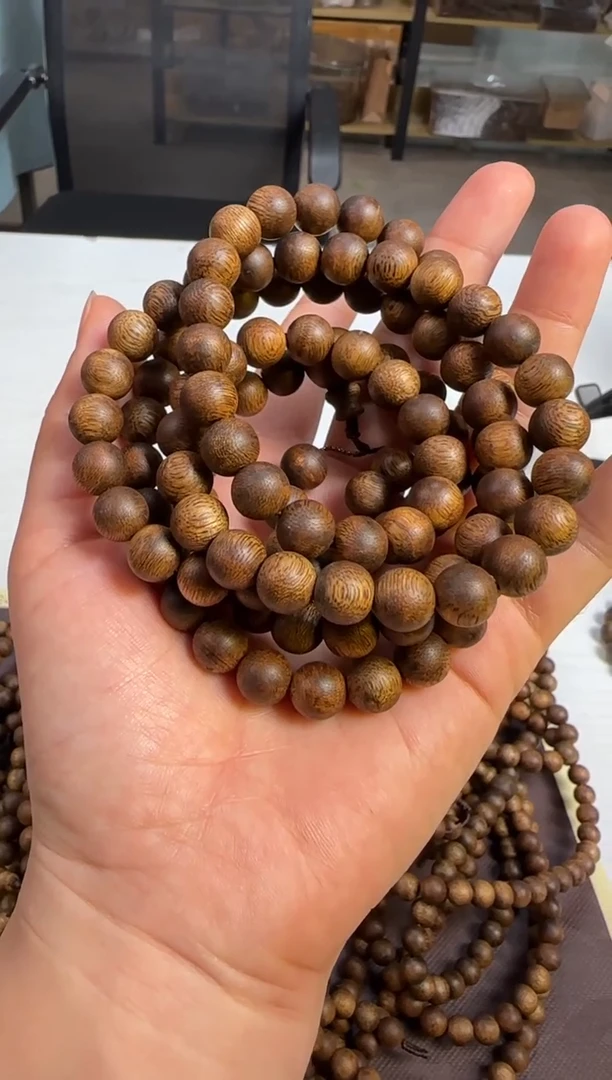 手串沉香窖藏款国香绿棋红土白露正圆珠9mm108颗多样性发1