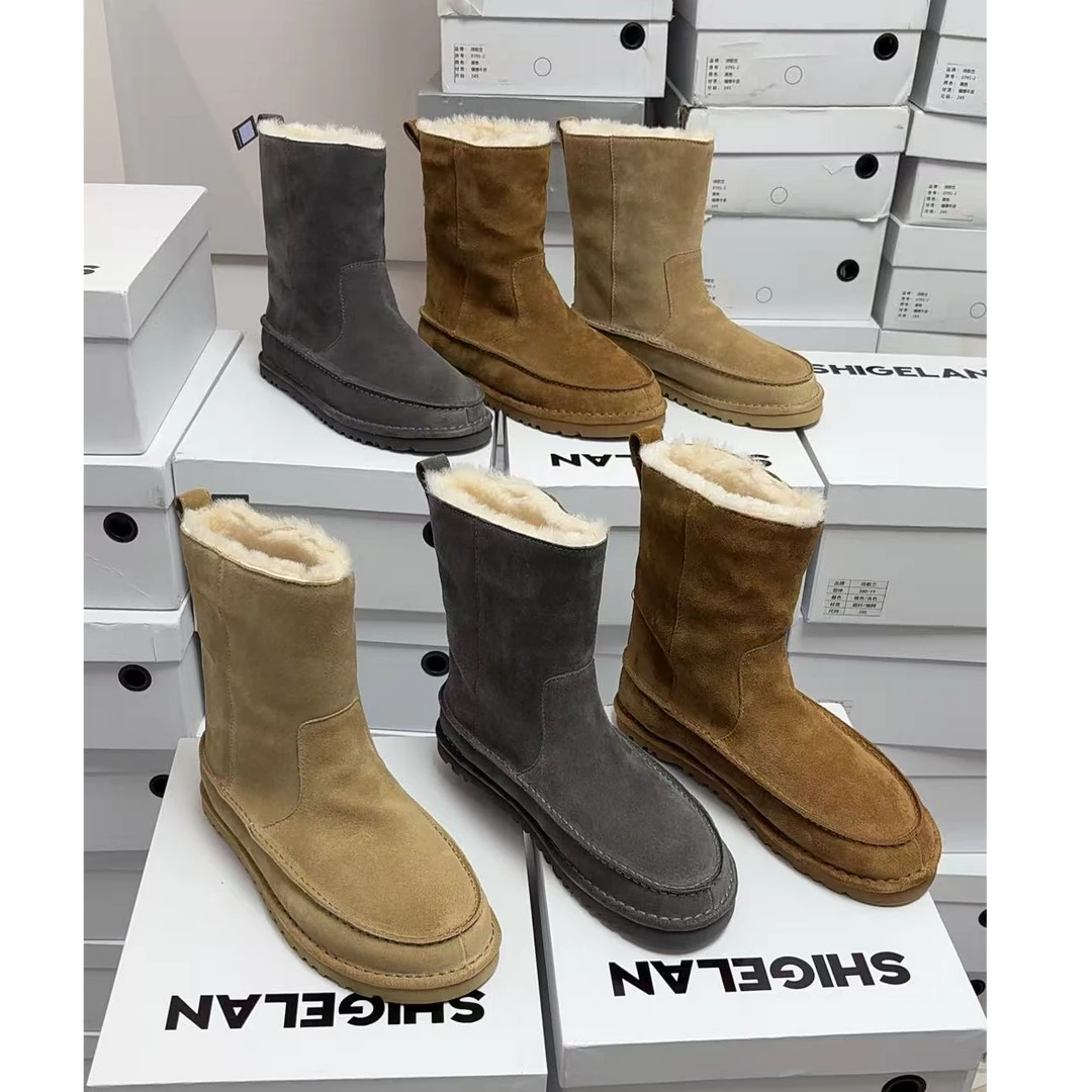 诗歌兰女靴时尚百搭复古羊毛平底保暖雪地靴短靴