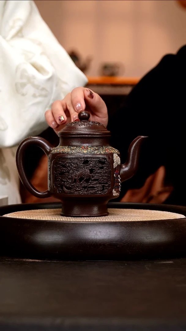 茶壶紫砂SJK49 镂空宫灯   紫泥  450cc