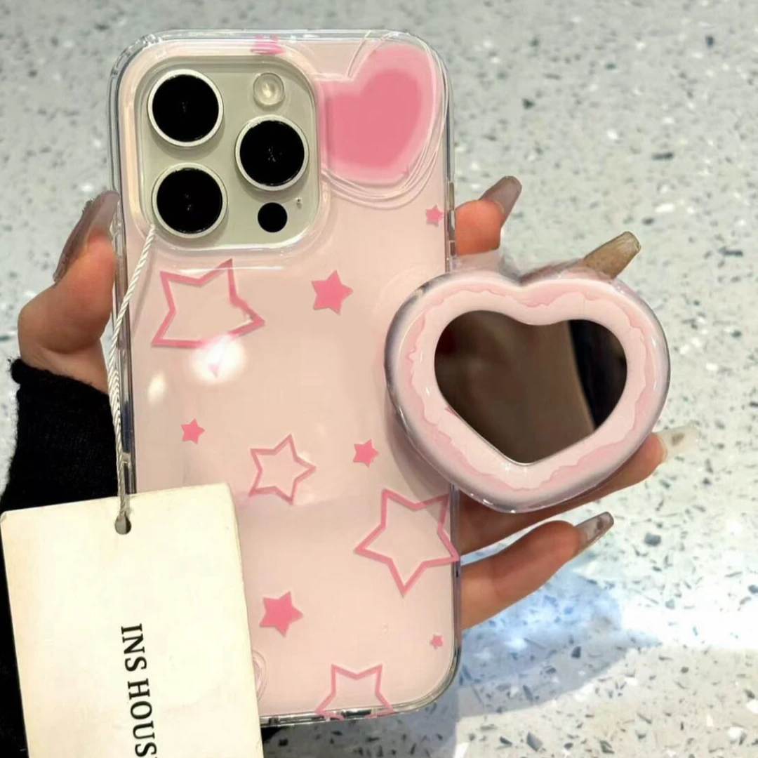 星星爱心镜子支架适用苹果手机壳华为vivo小米荣耀oppo红米新款女