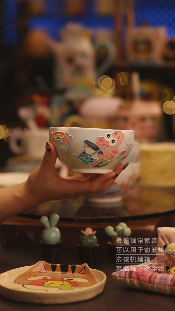 陶瓷景德镇可爱陶瓷釉下彩绘设计师款