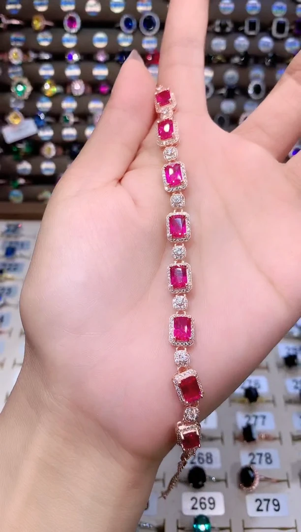 手链银S925镶嵌红宝石1