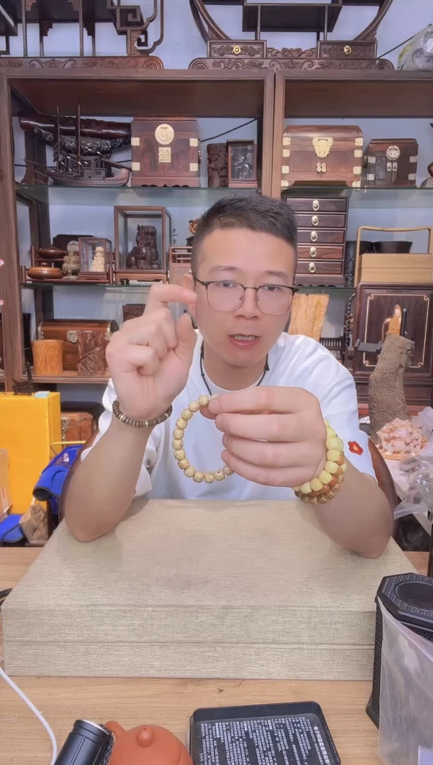 乌木类架子993星月镶嵌9*10老型单圈手串