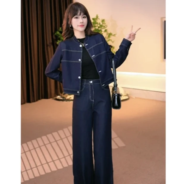 新款套装女2025早春高定轻奢气质显瘦牛仔套装女