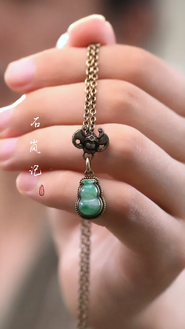 项链银S925镶嵌翡翠天然缅A翡翠