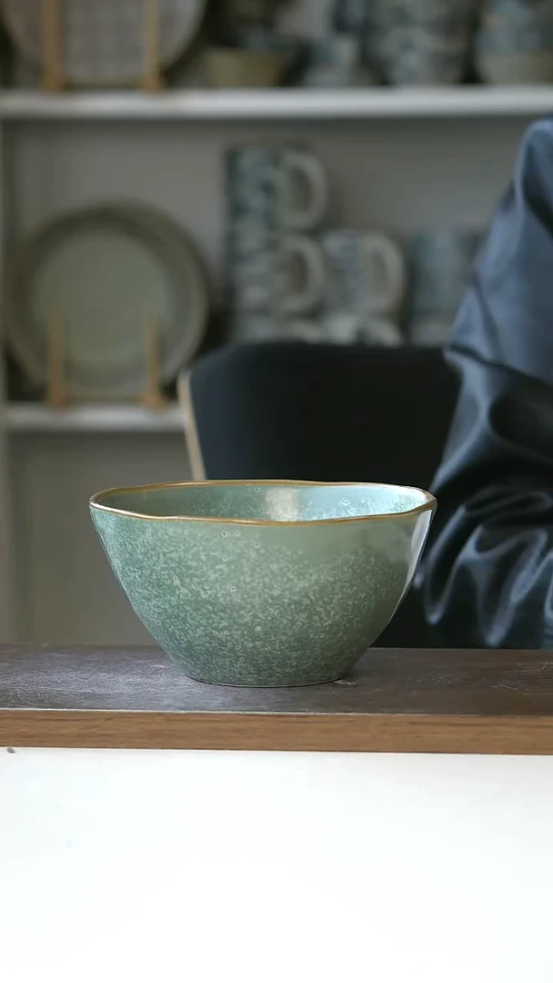 陶出德橄榄绿面碗15cm@4-2@
