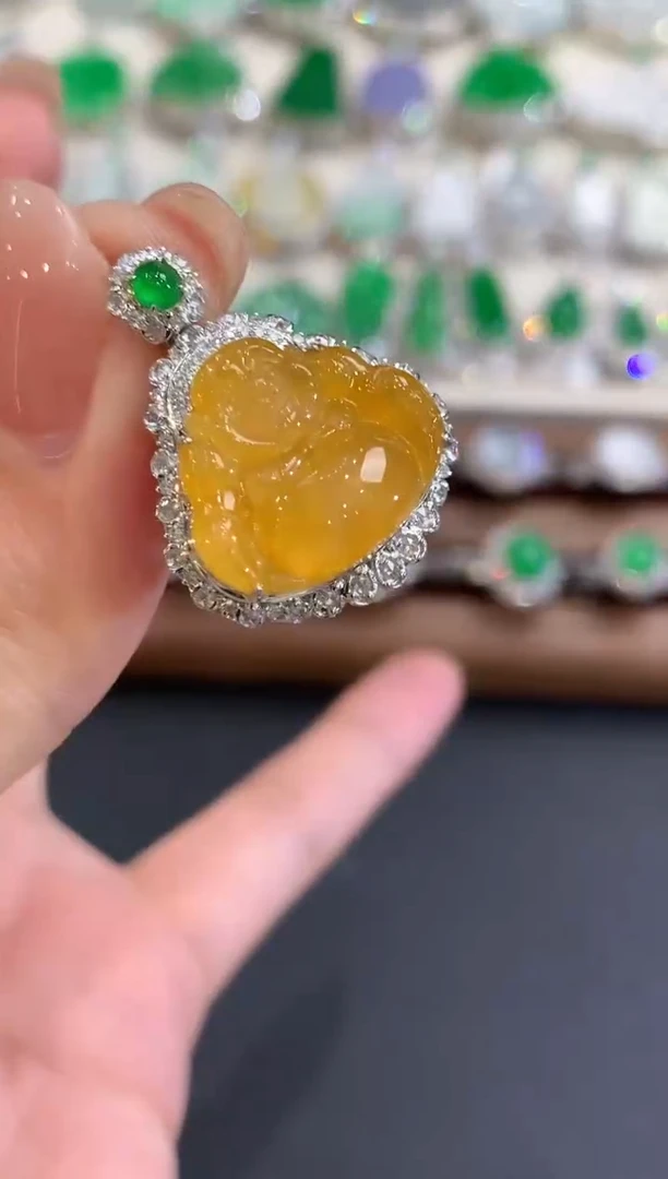 吊坠(不含链)18K金镶嵌翡翠q52