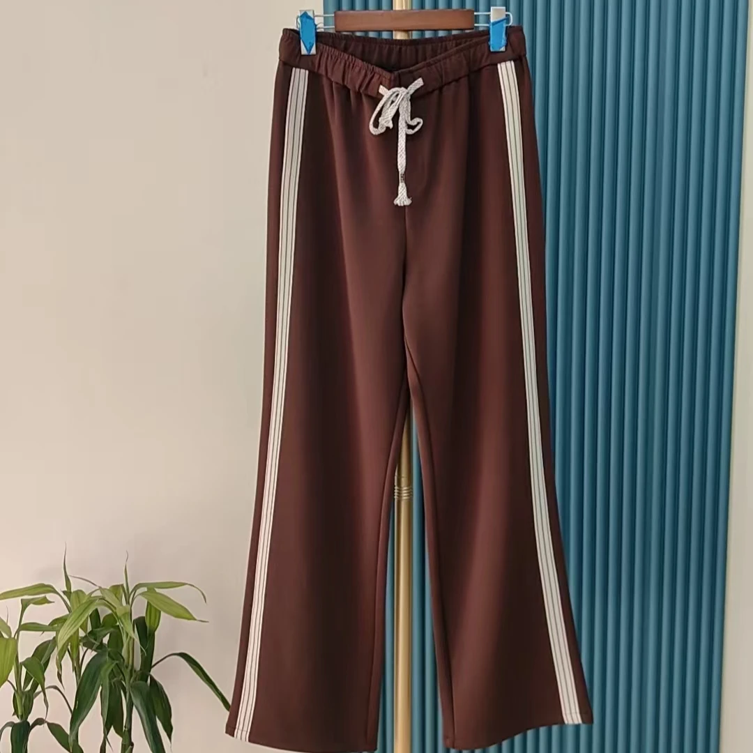 水淼 时尚女士侧织带气质休闲直筒裤 39347