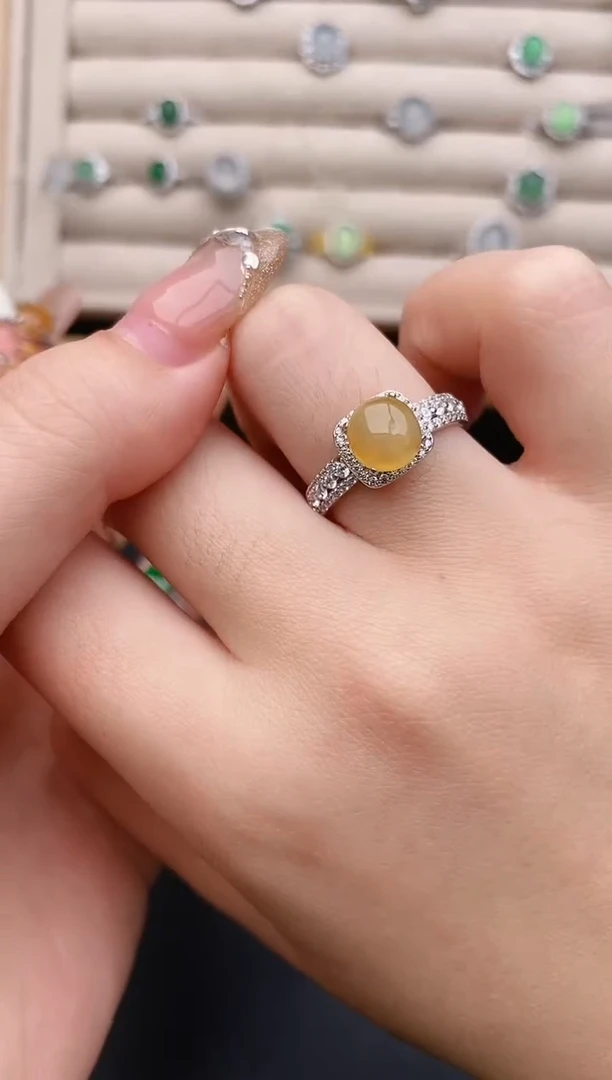 银S925镶嵌戒指翡翠0