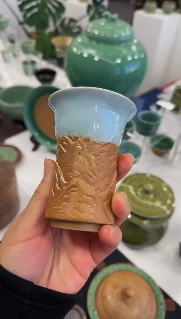 杯全手工湖光山色手握杯