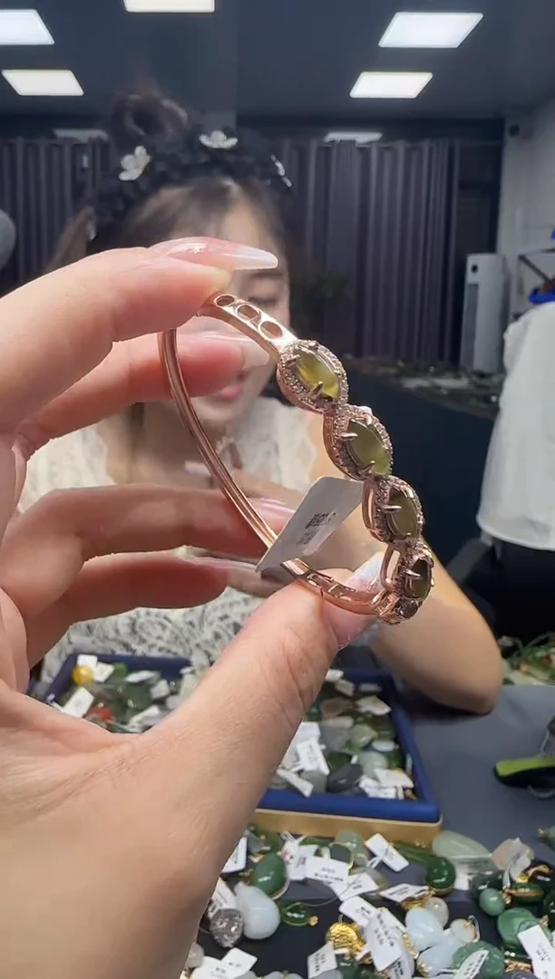 和田玉手镯银S925镶嵌1