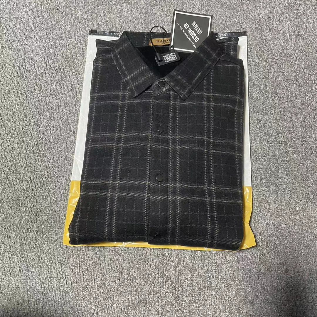 男士冬季加绒格子衬衫-2441