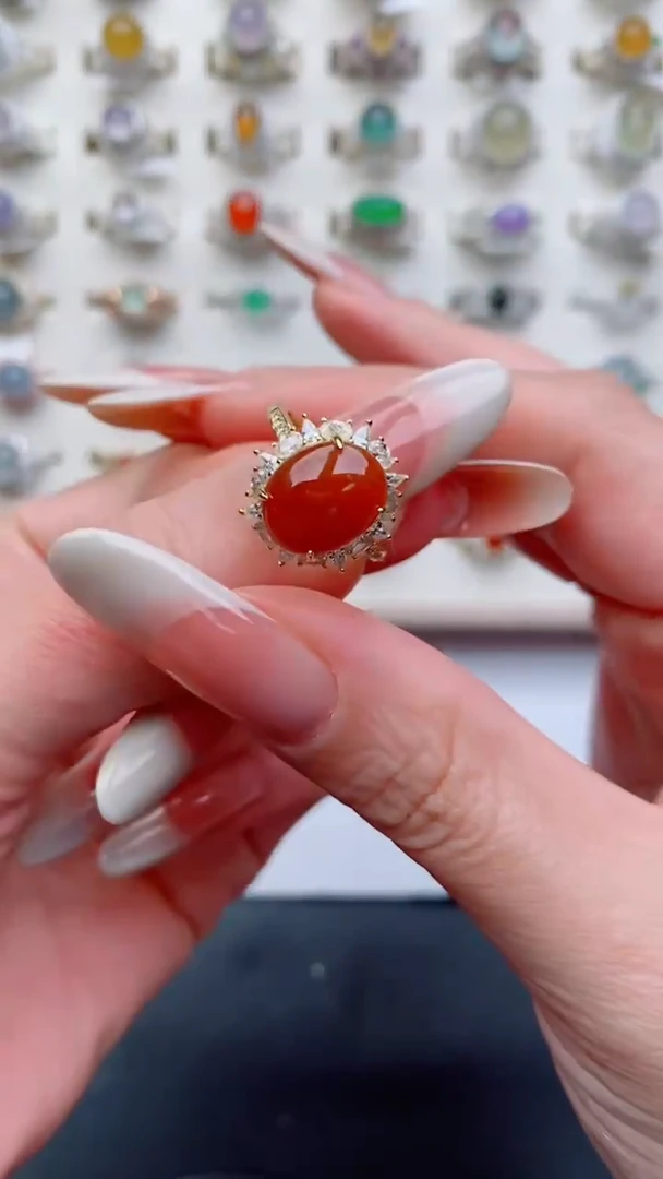 银S925镶嵌戒指翡翠...