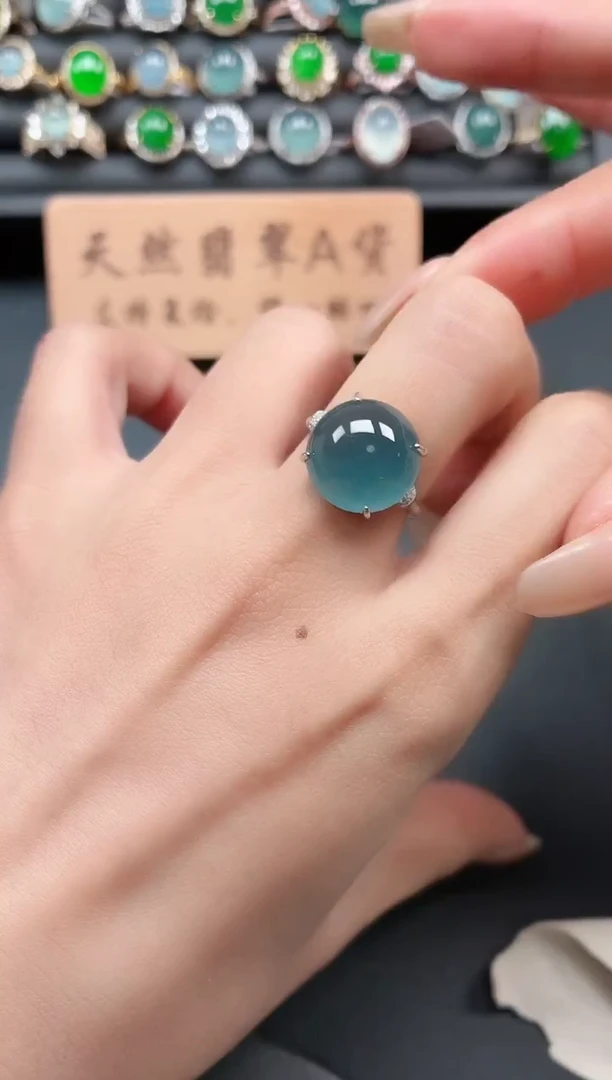 银S925镶嵌戒指翡翠111