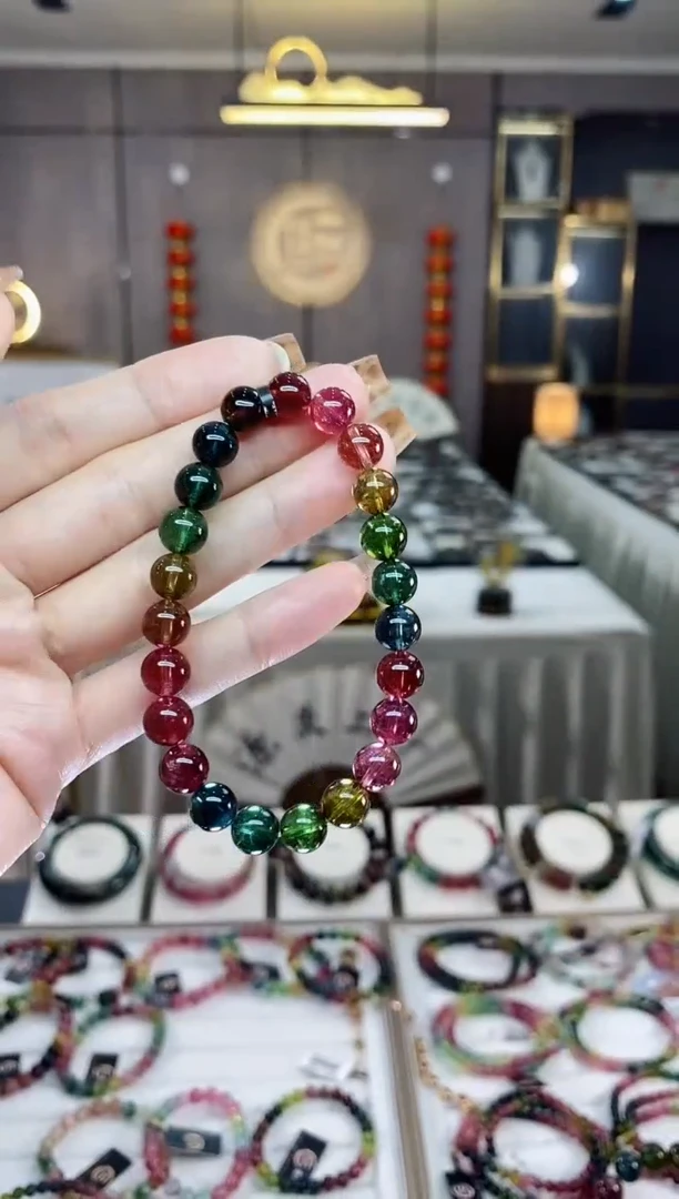 【闪购商品】碧玺收藏级单圈手串8mm+未镶嵌一物一证dan