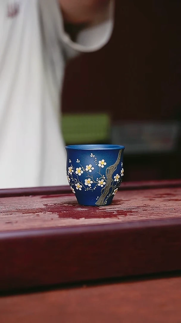 紫砂公道杯宜兴原矿紫砂    君子兰梅花闻香