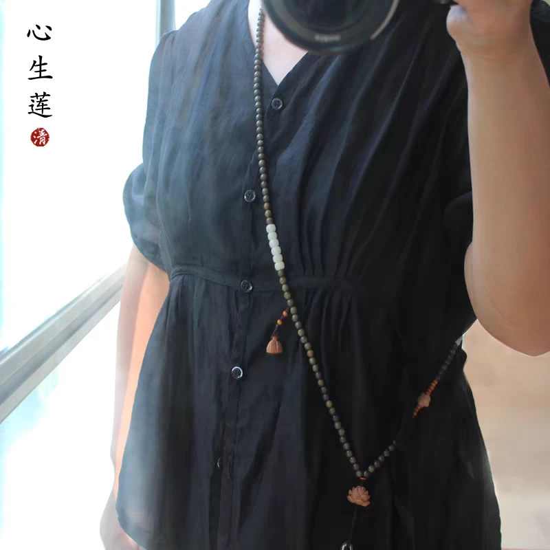 绿檀木菩提斜跨手机链 新中式斜跨款可背手机挂绳手机挂饰新品