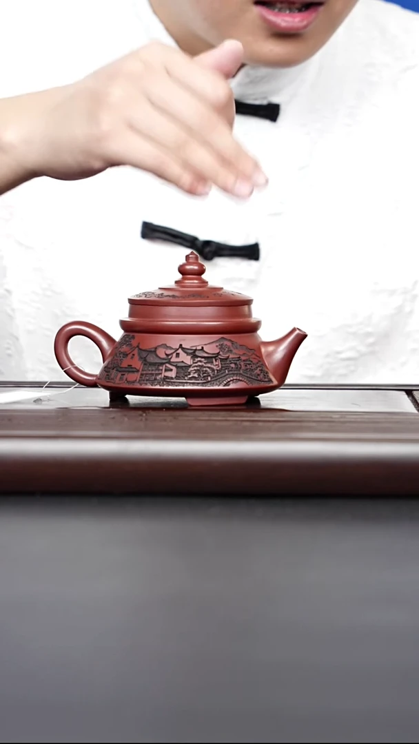 茶壶紫砂宜兴紫砂 亭台宝塔壶 龙血砂 顾林芬