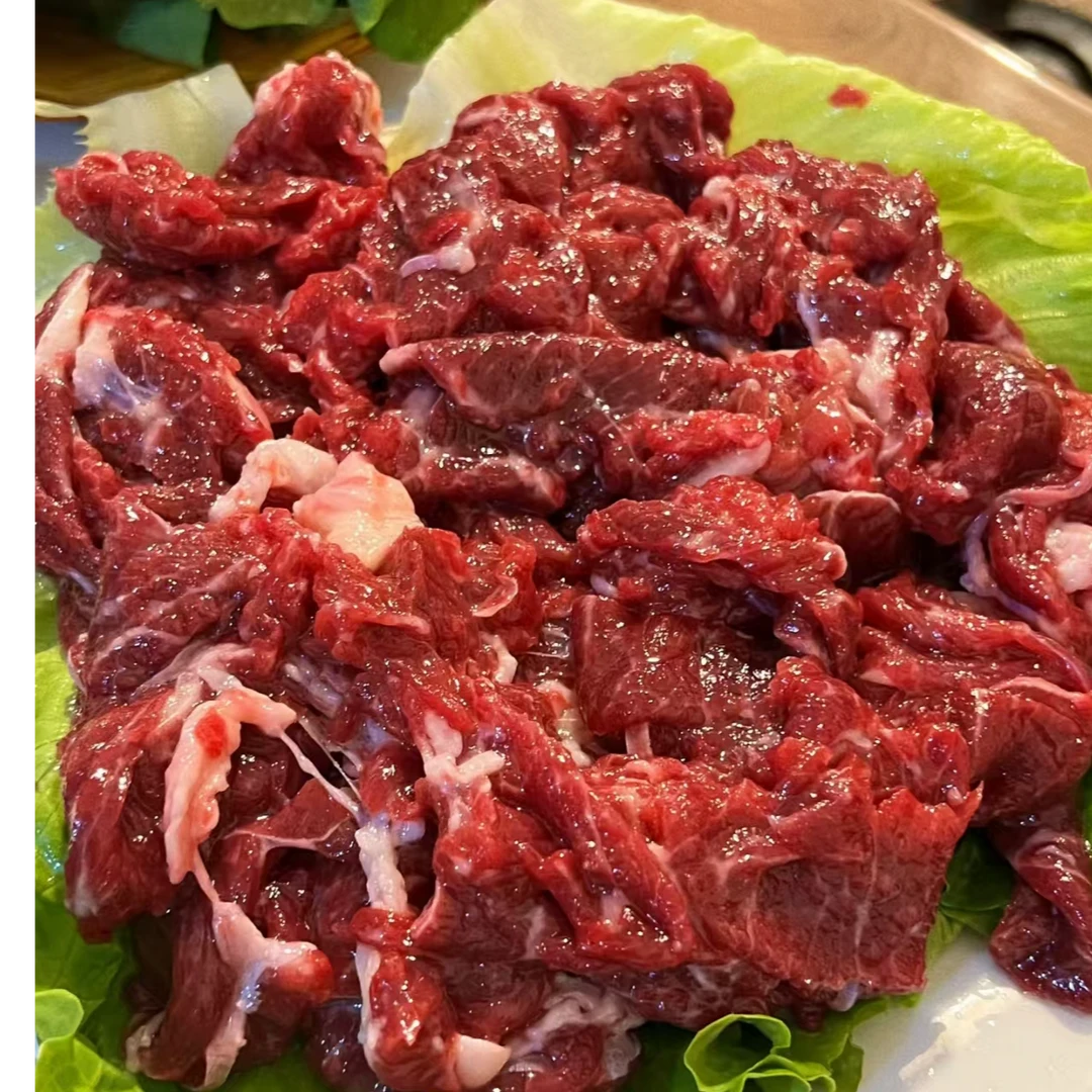 新鲜现宰黄牛肉生的 刷牛肉  炒肉（带膘）500g