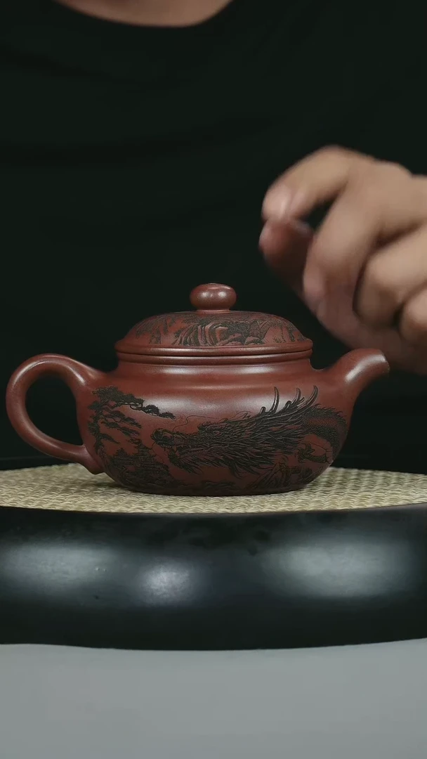 茶杯紫砂 龙血砂 仿古 龙行天下