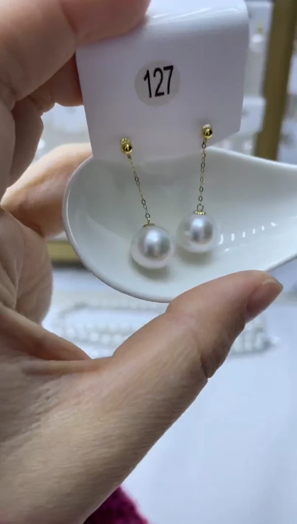 18K金镶嵌耳饰淡水珍珠127